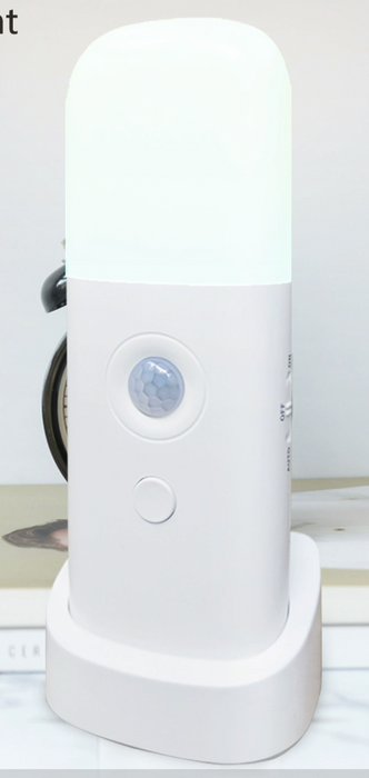 LED Motion Sensor Night Light USB Rechargeable - Dimmable, Portable, Activated Night Lamp for Kids Room, Bedroom, Hallway - Ideal Lighting Solution for Children's Safety and Comfort