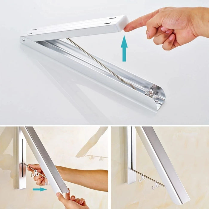 Folding Pull-Out Wall Hanger — Wall-Mounted Aluminium Clothes Airer