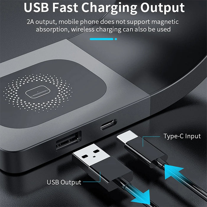 4-in-1 Magnetic 15W Metal Wireless Charging Station – Phone, Watch & Earbuds