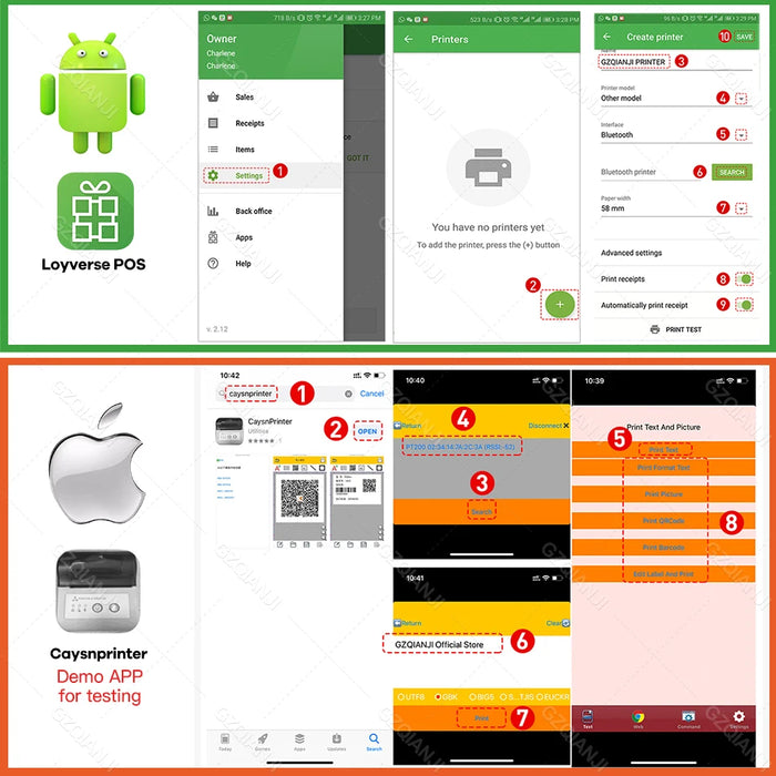 58mm Mini Thermal Receipt Printer – Bluetooth & USB, Mobile POS for Android/iOS/Windows