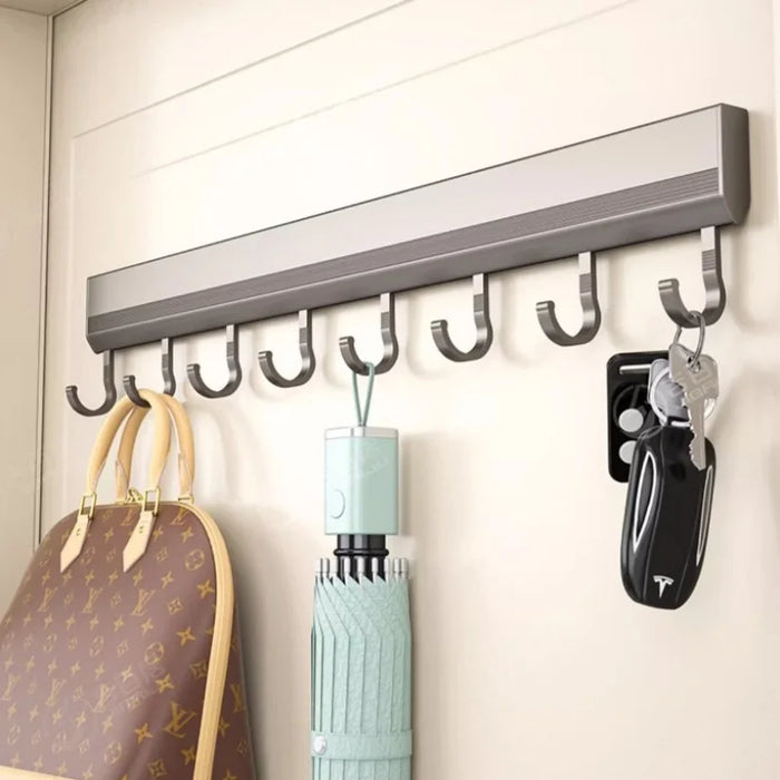 20 Inch Hook Rack Drill-Free Wall-Mounted Aluminium Hook Rack — 6/8/10 Hook Options ...