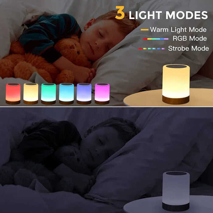 LED Touch Lamp - Bedside Table Lamp with RGB Light, Touch Sensor, and Portable Desk Lamp Feature - Perfect Bedroom Lighting Solution & Kids Gift Item