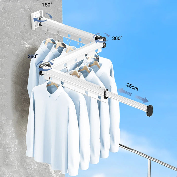 Foldaway Wall-mounted Clothes Dryer — White Aluminium Alloy, Retractable