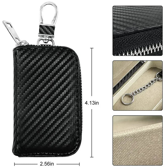 RFID Faraday Key Fob Pouch – PU Leather Signal Blocking Case
