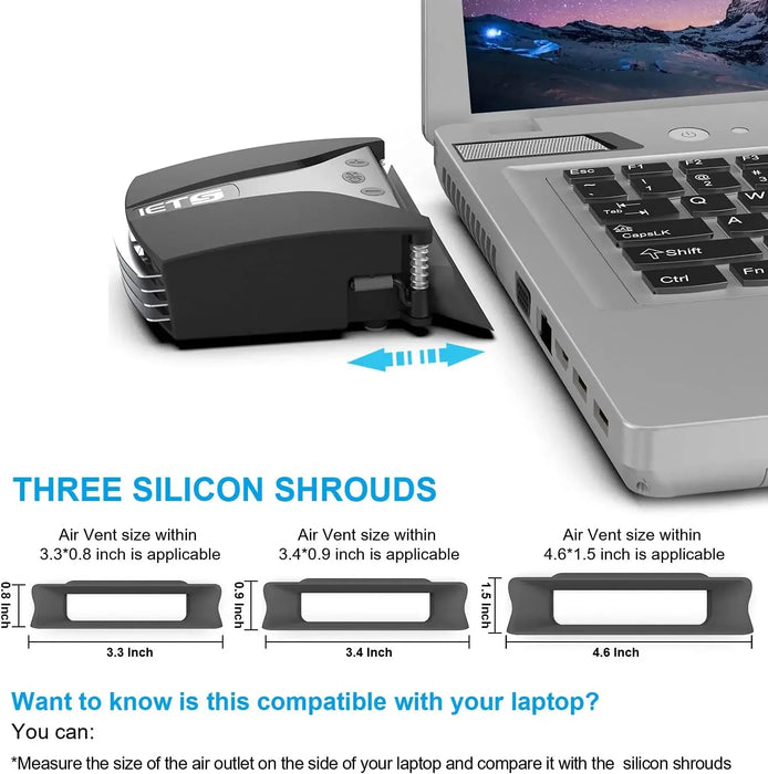 Laptop Fan Cooler – USB Vacuum Heatsink, 13 Speeds with Temperature Display