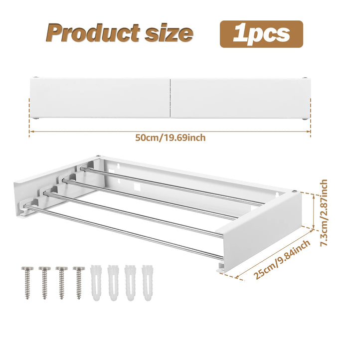 Folding Wall-Mounted Clothes Drying Rack — Retractable, Space-Saving