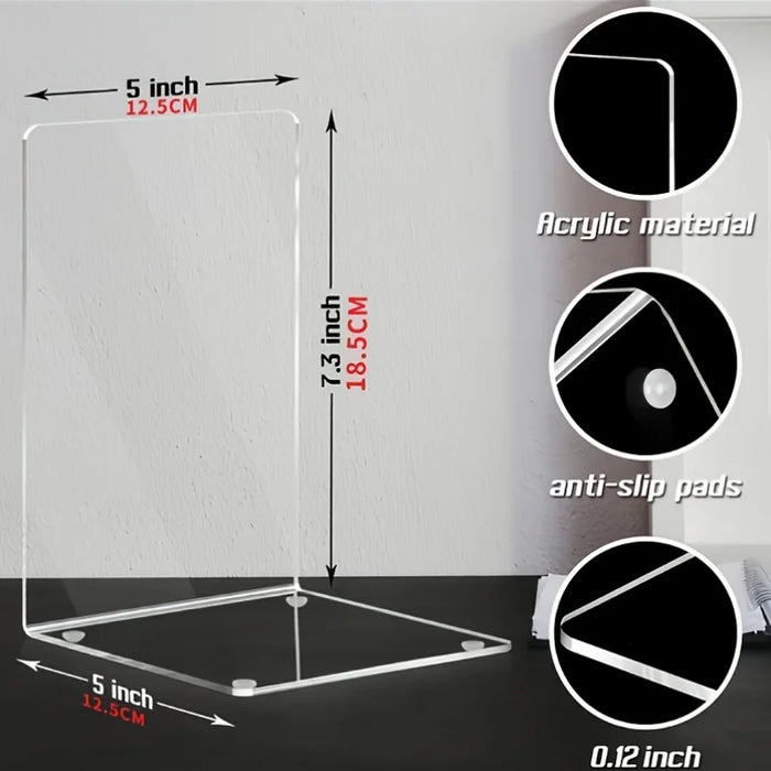 Transparent Acrylic L-Shaped Bookends — Clear Desk and Shelf Organisers