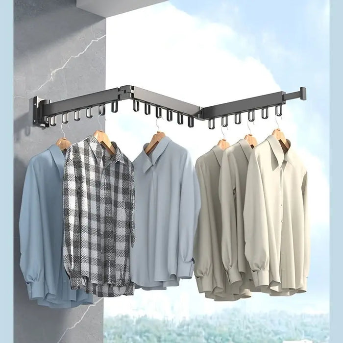 Wall-Mounted Foldable Aluminium Clothes Drying Rack — Ideal for Balcony, Bedroom & Kitchen
