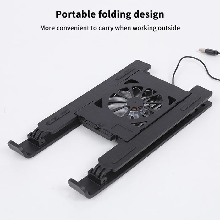 Foldable Laptop Cooling Stand with 1 Fan — Portable Elevated Notebook Riser