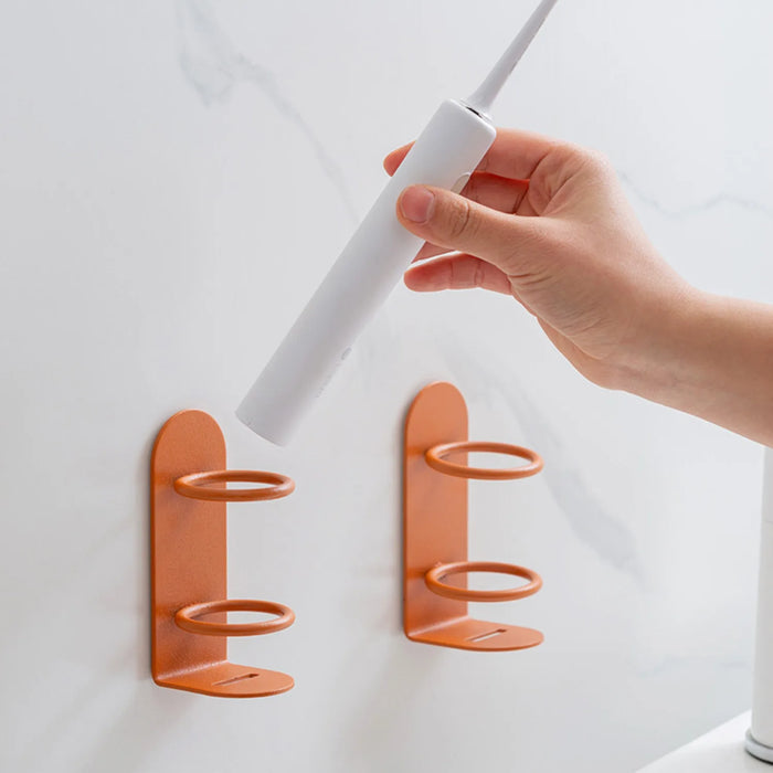 Adhesive Wall-Mounted Electric Toothbrush Holder — Steel, No-Drill