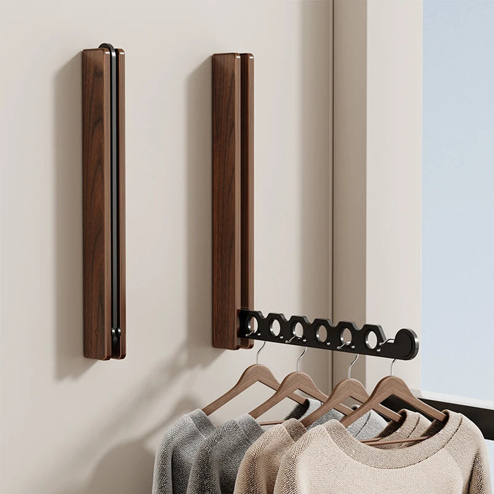 Wood Wall-Mounted Clothes Hanger — Foldable, Space-Saving Drying Rack