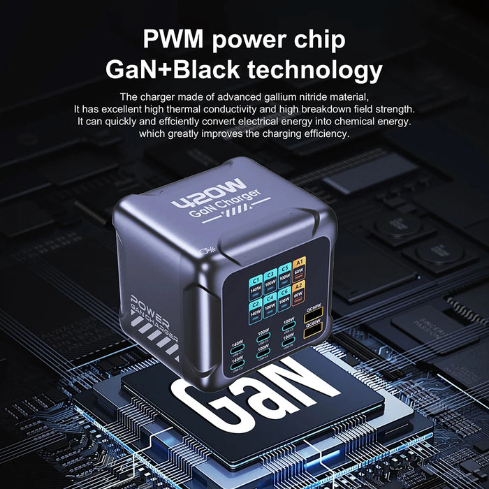 420W GaN PD3.1 PPS Fast Charging Station with Digital Display — up to 140W USB‑C