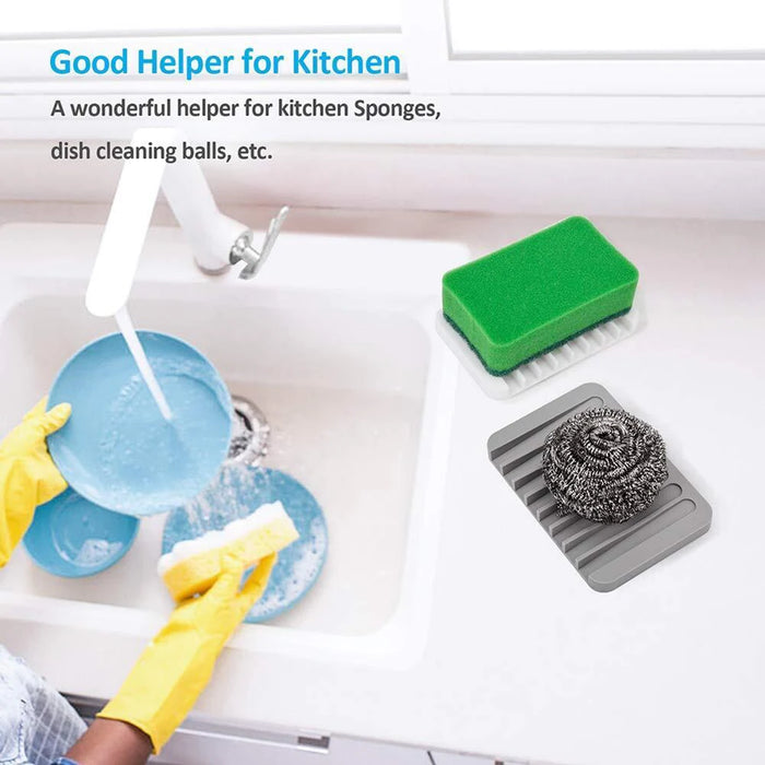 Silicone Self-Draining Soap Dish — Anti-Slip Soap Holder (11.5×8×1cm)