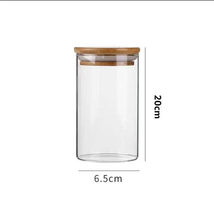 Glass Food Storage Jar with Wood Lid — Airtight Kitchen Storage (250/400/520/1000ml)