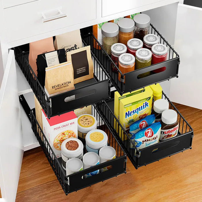 Kitchen Pull-Out Cabinet Organiser – Slide-Out Spice & Snack Storage