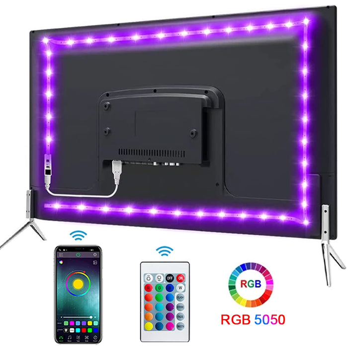 5050 SMD LED Strip Light - Tape Bluetooth USB, RGB Self-adhesive Flexible Ribbon, 5V USB-Powered Lamp - Perfect for TV Desktop Accent Lighting and Diode Enhancement