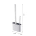 Wall-hanging Toilet Brush & Holder — Long Handle, Silicone Bristles (Grey or Blue)
