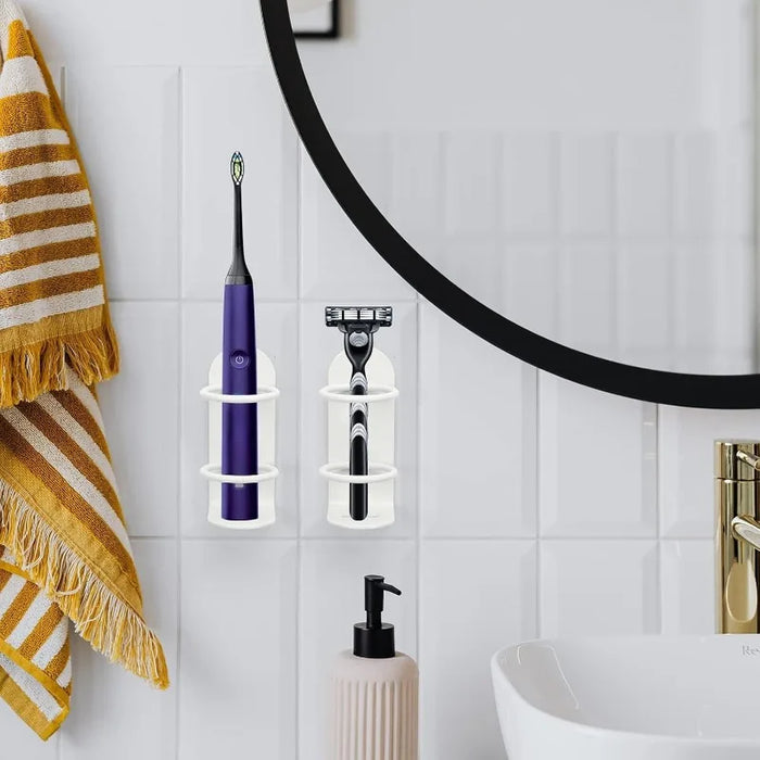 Adhesive Wall-Mounted Electric Toothbrush Holder — Steel, No-Drill