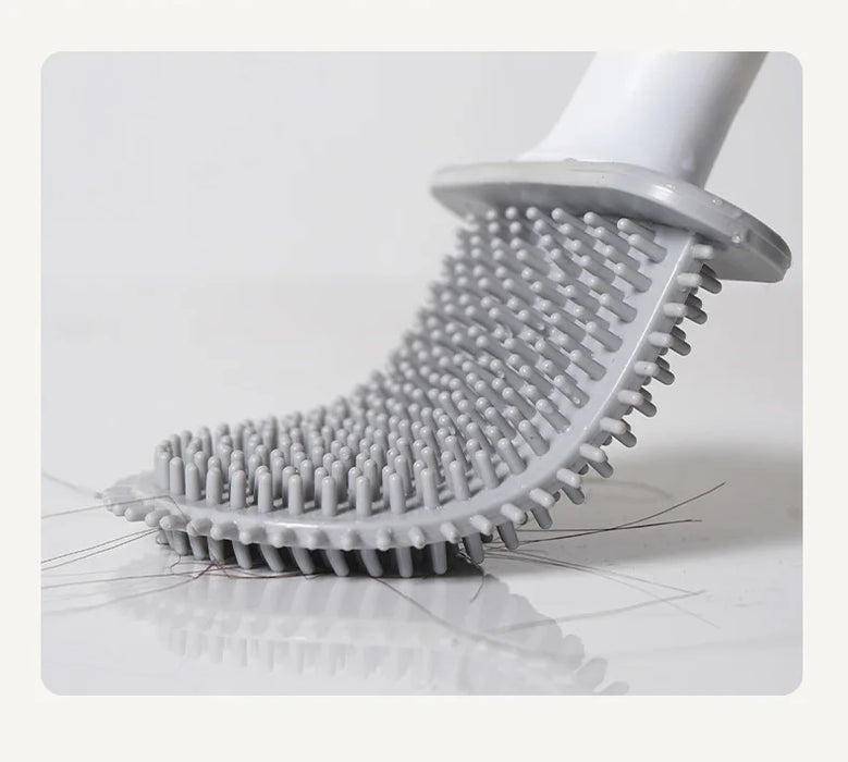 Mini Silicone Toilet Brush — Detachable Pole & Drip-Proof Holder