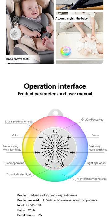 Baby White Noise Machine & USB Rechargeable Night Light — 22 Soothing Sounds