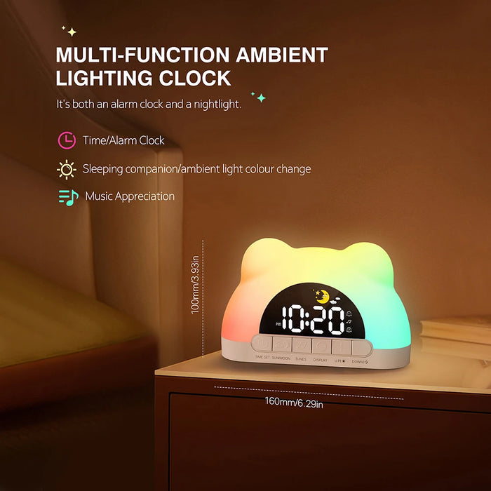 Bear-Shaped Sunrise Alarm Clock — Digital Wake-up Light & Colour Night Light