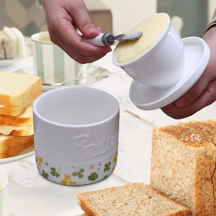 Ceramic Butter Crock with Lid — Keeps Butter Fresh & Spreadable, 10×10×11cm