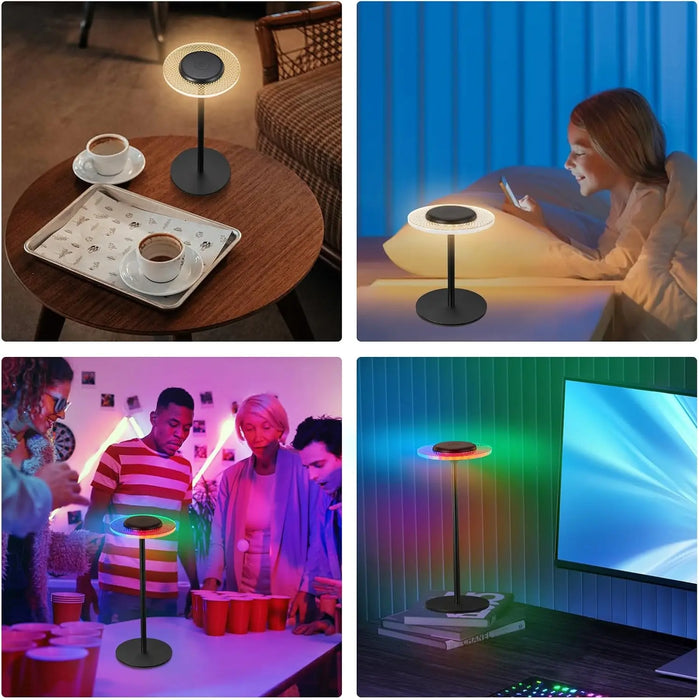 RGB Color Changing Lamp - Cordless DIY Dimmable Desk Light with Touch Control - Ideal for Dinner, Patio, and Bedroom Settings