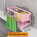 Kitchen Sponge Holder with Removable Rag Rack & Adhesive Mount — Carbon Steel Sink Caddy