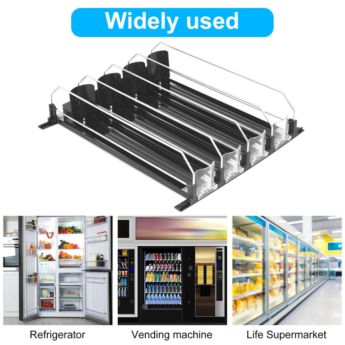 Fridge Drink Organiser — Self‑Sliding Can Dispenser with Locking Design, 3 Rows, Adjustable Width