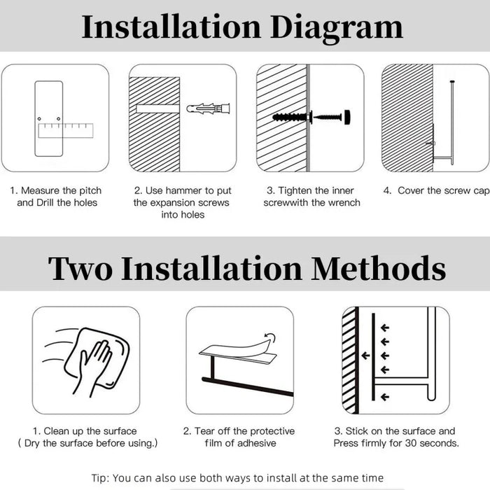 Stainless Steel Punch-Free Paper Towel Holder – Under-Cabinet Roll & Film Dispenser