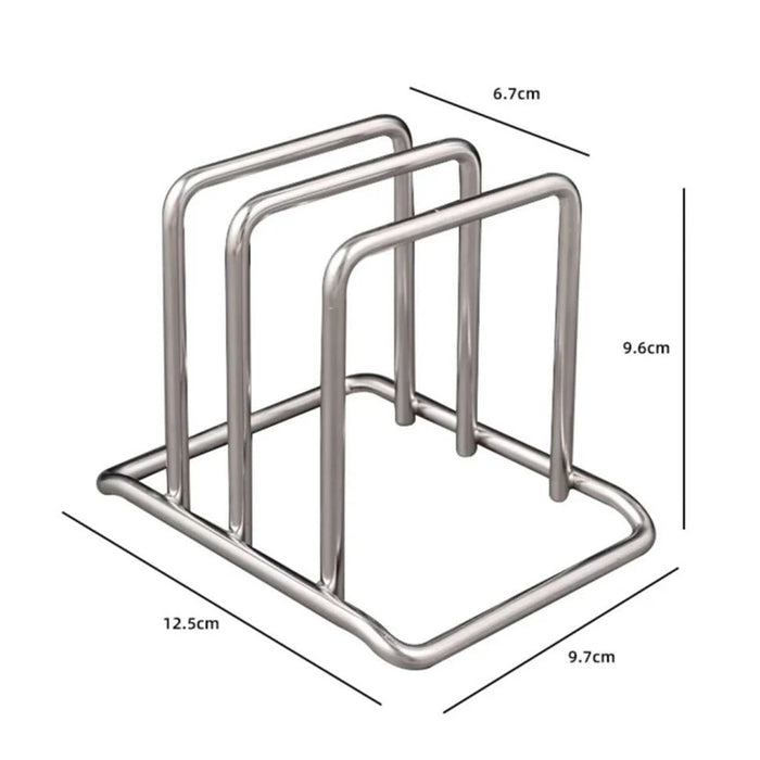 Stainless Steel Cutting Board & Pot Lid Rack – Compact Countertop Holder