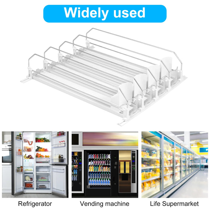 Fridge Drink Organiser — Self‑Sliding Can Dispenser with Locking Design, 3 Rows, Adjustable Width
