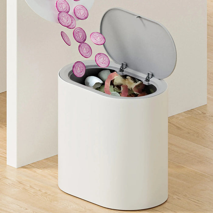 Slim Press-Top Bin with Lid and Wheels — Small Kitchen & Bathroom Waste Basket