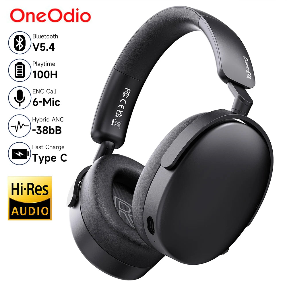 Oneodio SuperEQ A200 - Wireless Bluetooth 5.4 Over Ear Headphones with Hybrid Active Noise Canceling and Hi-Res Audio - Perfect for Premium & Continuous Music Listening Experience