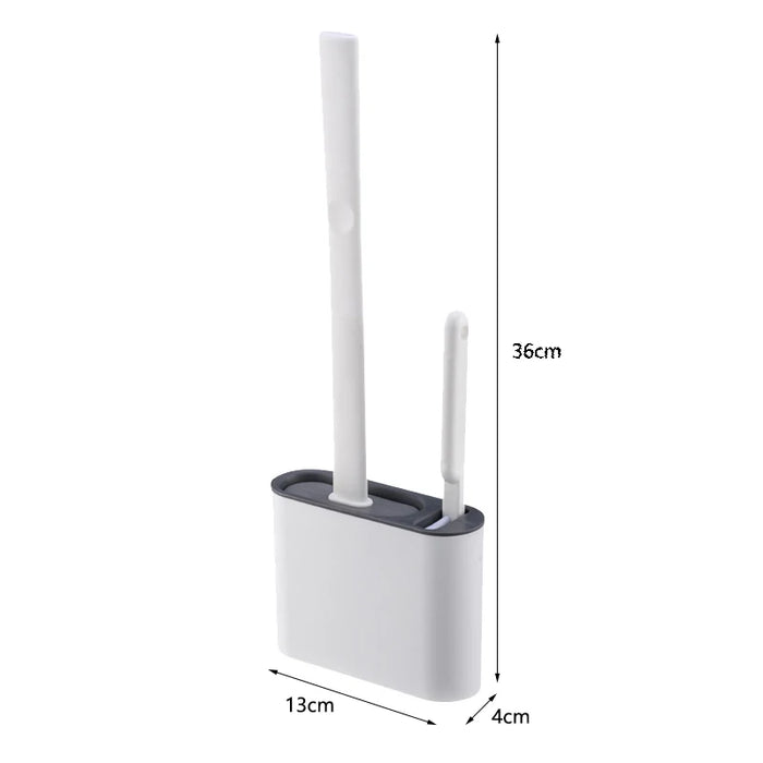 Silicone Soft‑Bristle Wall‑Mounted Toilet Brush with ABS Handle