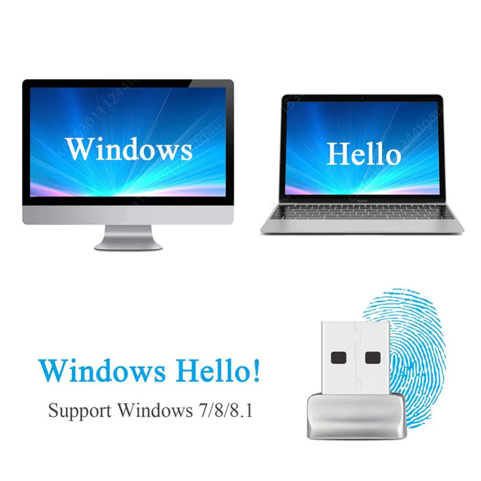 USB Fingerprint Key U5/U7/U8 — 360° Biometric Reader for Windows Hello (Win 10/11)