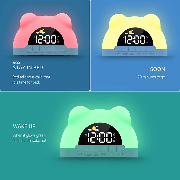 Bear-Shaped Sunrise Alarm Clock — Digital Wake-up Light & Colour Night Light