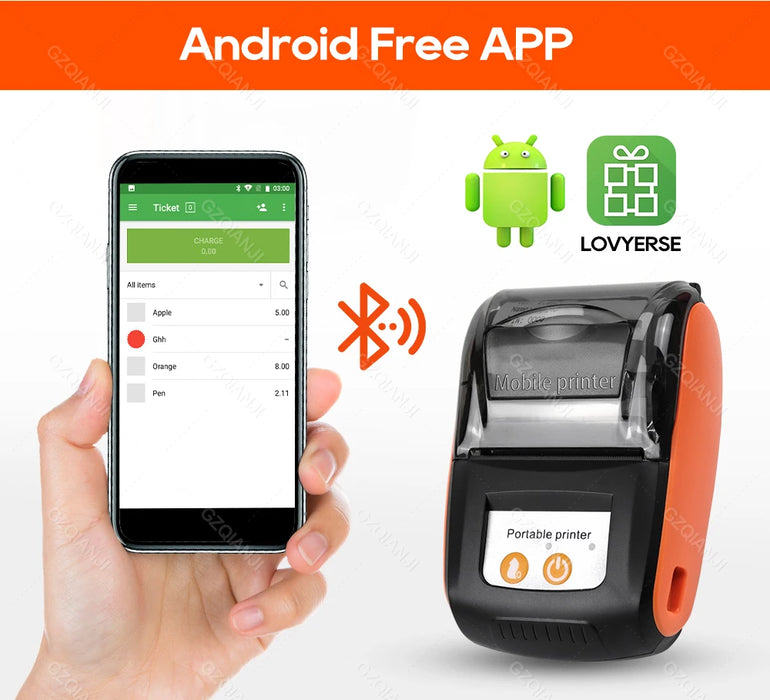 58mm Mini Thermal Receipt Printer – Bluetooth & USB, Mobile POS for Android/iOS/Windows