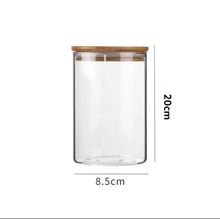 Glass Food Storage Jar with Wood Lid — Airtight Kitchen Storage (250/400/520/1000ml)