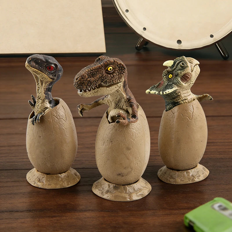 3PCS Hatching Dinosaur Eggs – T‑Rex, Triceratops & Raptor PVC Model Se ...