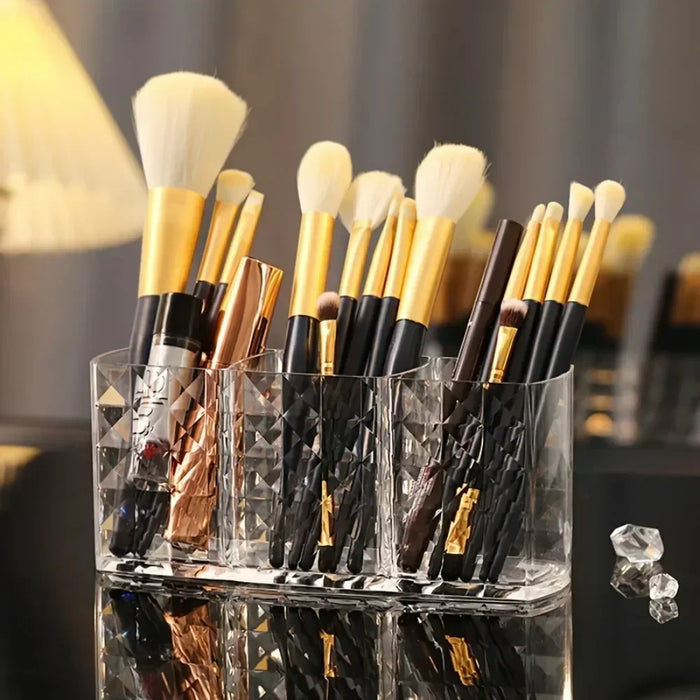 Clear Acrylic-Style Make-up Brush & Lipstick Organiser — Desk Cosmetic Holder