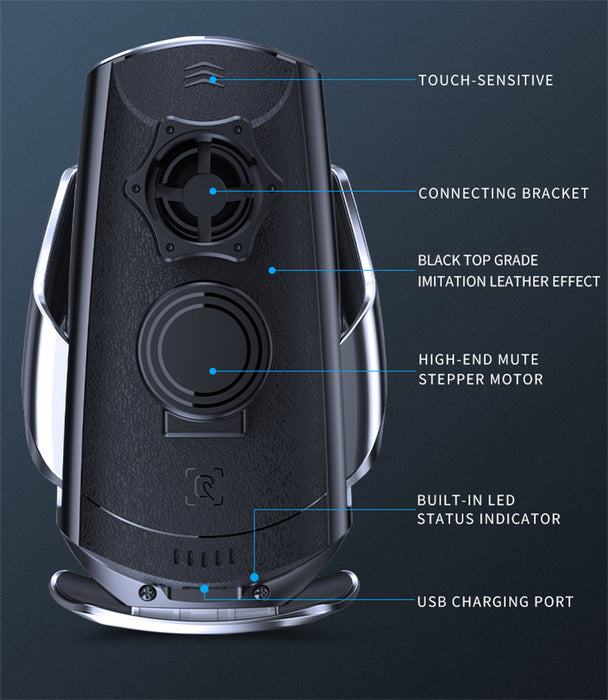 Q3 Smart Sensor 15W Wireless Car Charger & Auto‑Clamping Phone Holder — Qi Compatible