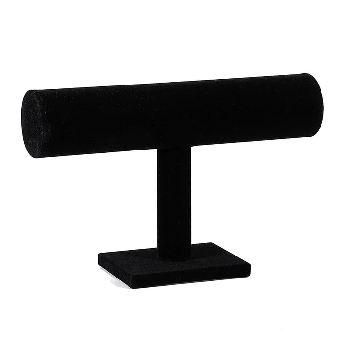 Suspended Double-Layer T-Bar Jewellery Display Stand — Velvet, Space-Saving