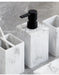 4-Piece Marble-Pattern Resin Bathroom Set — Lotion/Soap Dispenser, Toothbrush Holder, Tumbler & Tray (Black or White)