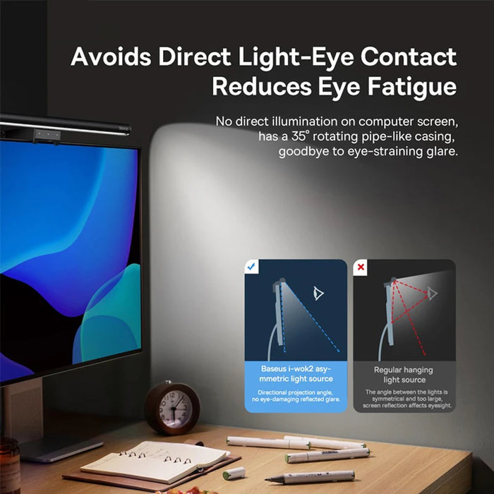 Baseus Screen Light Desk Lamp - LCD Monitor Hanging Light, Table Lamp, Computer and Laptop USB Light - Ideal Study and Reading Solution