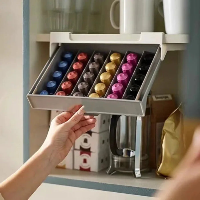Coffee Capsule & Tea-Bag Drawer Organiser — No-Punch Space-Saving Storage
