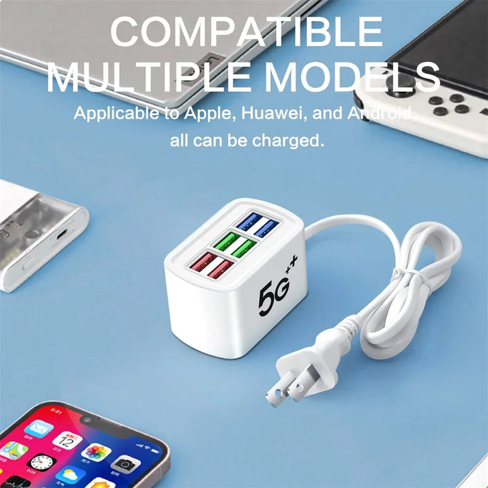 6-in-1 Fast USB Charging Station with 1m Cord (30W)