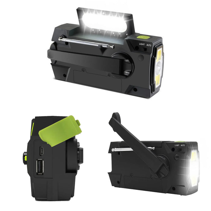 Disaster Prevention Emergency Flashlight Radio Solar Hand Crank Rechargeable Rechargeable Multifunctional LED Reading Light Radi
