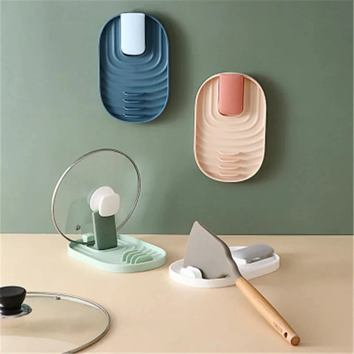 Countertop Pot Lid & Pan Organiser Rack – No-drill Kitchen Shelf with Utensil Holder