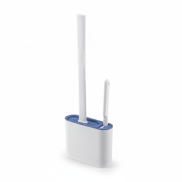 Wall-Mounted Silicone Toilet Brush with Long Handle — Quick-Dry Soft Bristles